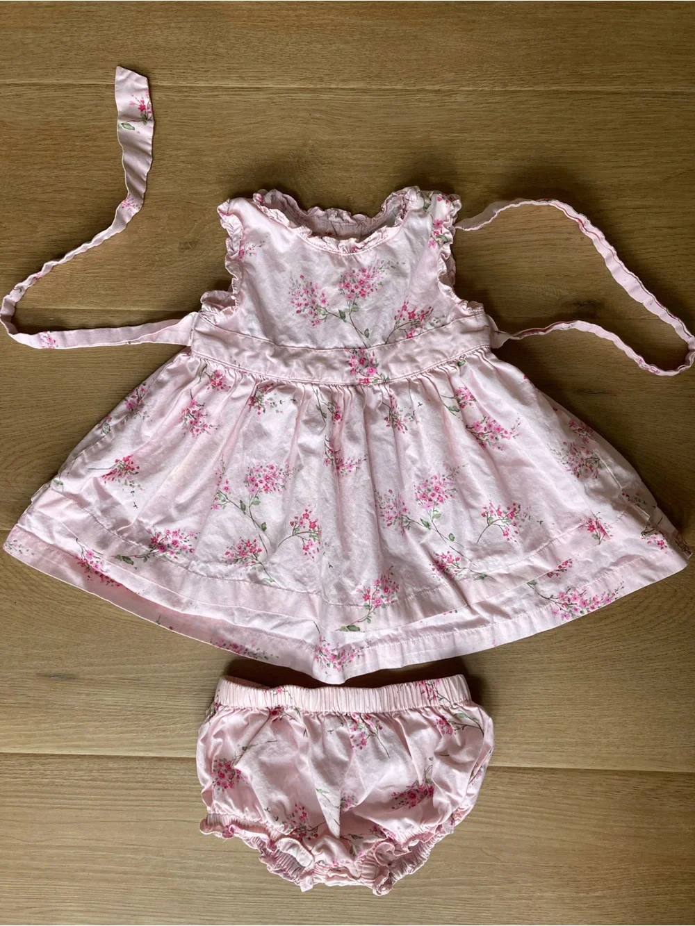 KRU Little Vintage Pink Floral Dress with Matching Bloomers